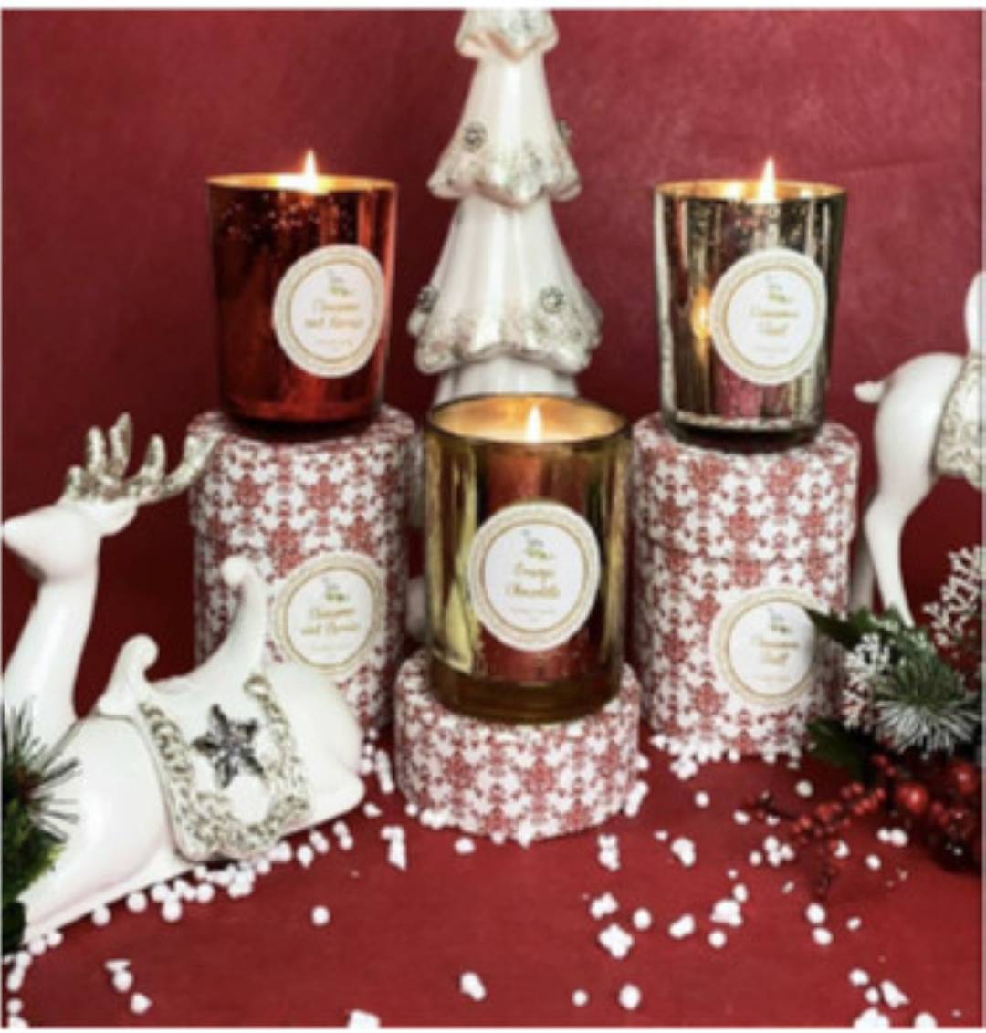 7OZ CINNAMON&BERRIES MERCURY GLASS CANDLE